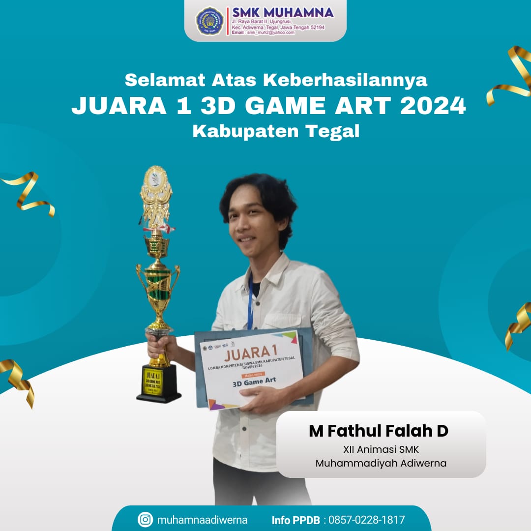 JUARA 1 LKS 3D GAME ART TINGKAT KABUPATEN TEGAL TAHUN 2024